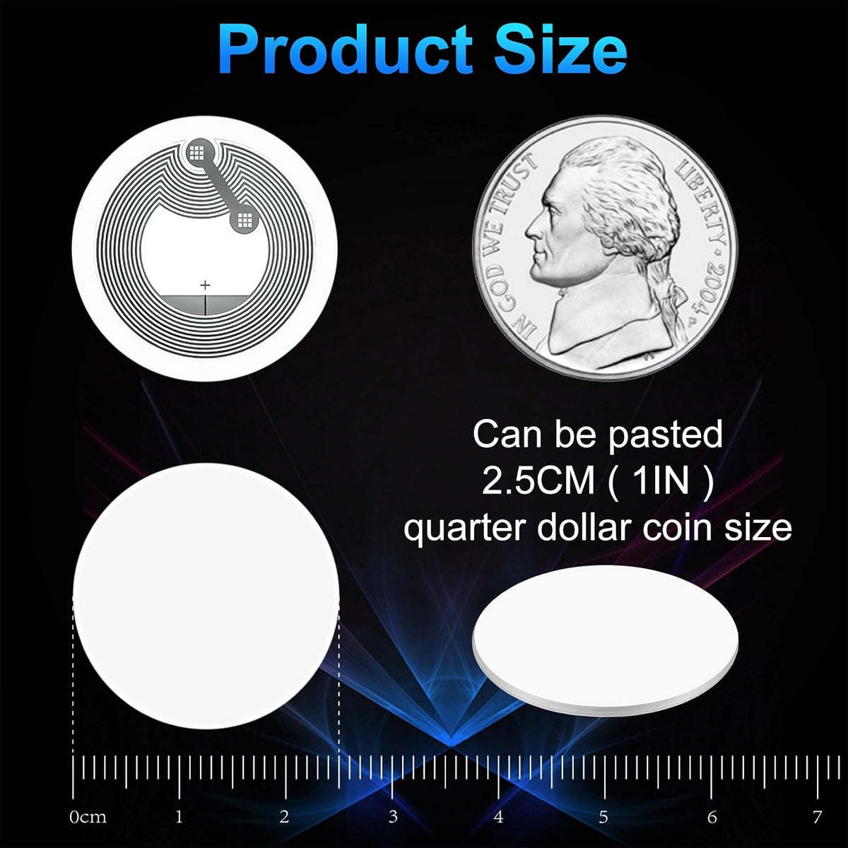 NFC Tags Adhesive NFC Stickers Chip Rewritable Ntag 215 NFC Tags 504 Bytes Compatible with TagMo and Amiibo and NFC Enabled Mobile Phones Devices