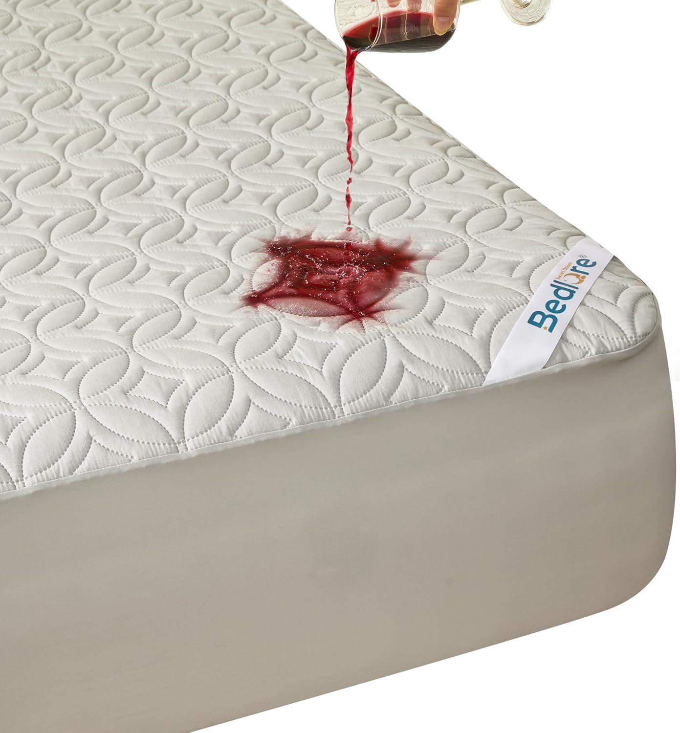 BEDLORE Waterproof Mattress Protector, King Size Mattress Pad with Deep Pocket 6"-18" Depth, Soft Noiseless Dirt-Proof Bed Mattress Cover Washable for Home, Bedroom, Hotel (Gray)