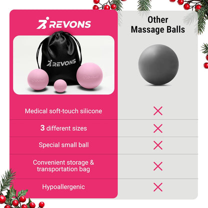 3 in 1 Massage Ball Set – 2.5", 1.9" & 1.2" Firm Silicone Balls for Myofascial Release, Trigger Point Therapy, Back & Foot Pain Relief, Face Fitness, Yoga, Deep Tissue Recovery (Turquoise)