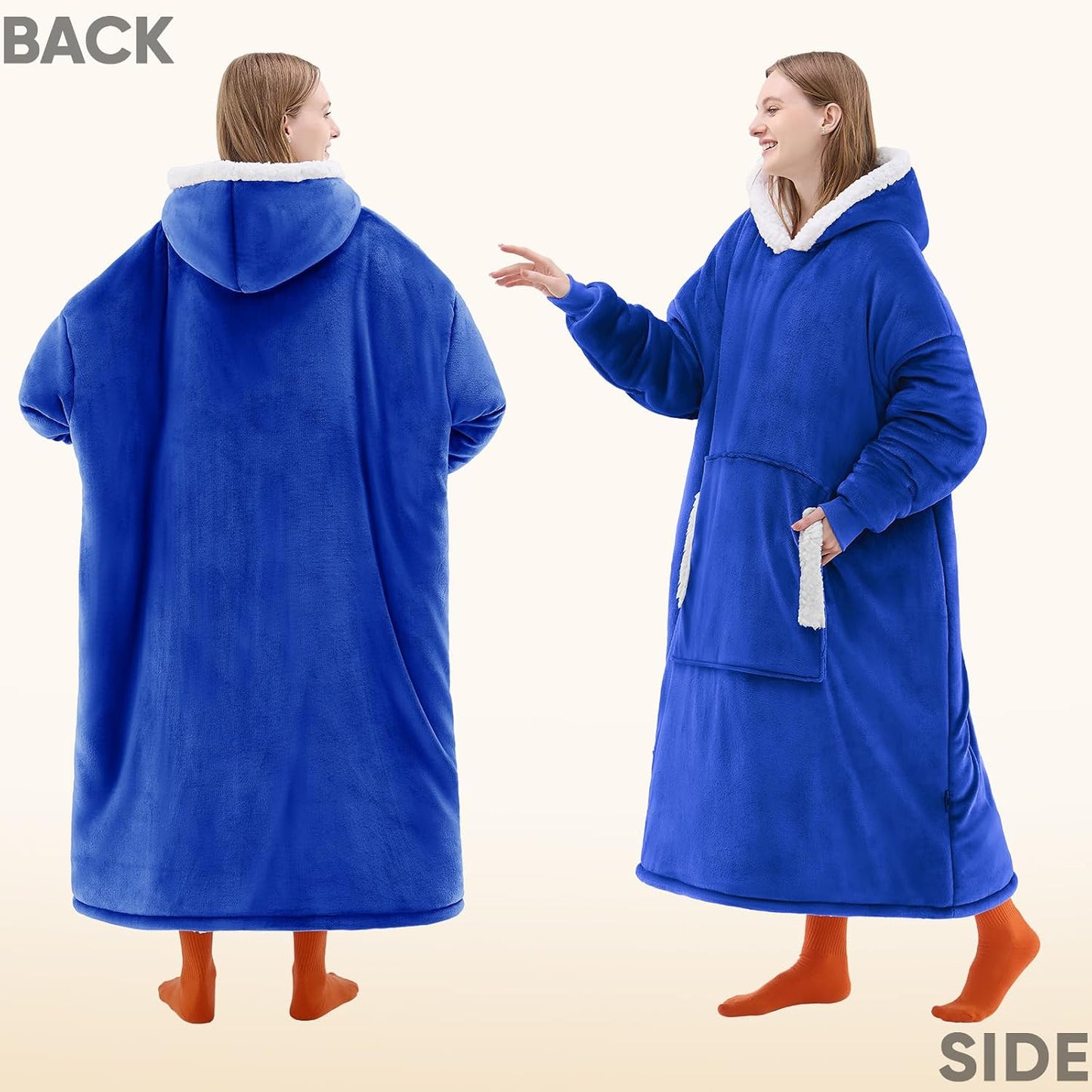 yescool Wearable Blanket Hoodie, Flannel Sherpa Fleece Blanket Sweatshirt for Adults Women Men,One Size Fits All - Colors B