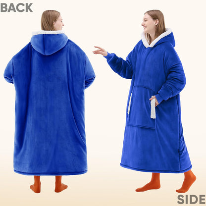 yescool Wearable Blanket Hoodie, Flannel Sherpa Fleece Blanket Sweatshirt for Adults Women Men,One Size Fits All - Colors B
