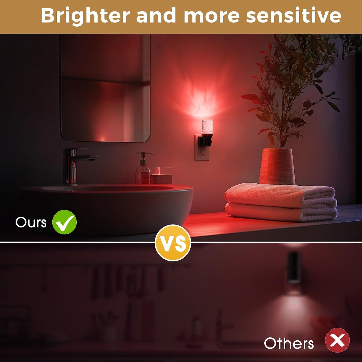 L LOHAS LED Night Light, Dimmable Night Lights Plug into Wall, Automatic Night Lights Plug in with Auto Light Sensor,Adjustable Brightness Amber LED Night Light, for Bedroom Hallway Home Decor