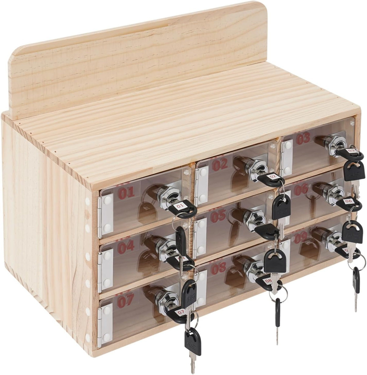 20-Slot Cell Phone Locker Box, Wood/Acrylic, Wall/Desk with Locks and Keys