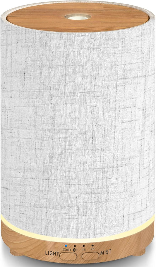 URPOWER 100ML Essential Oil Diffusers for Home with Linen Cover 7 Color Changing Lights, Timer & Auto-Off Scent Diffuser Oil Machine Humidifier Aromatherapy Air Diffusers for Bedroom, Office