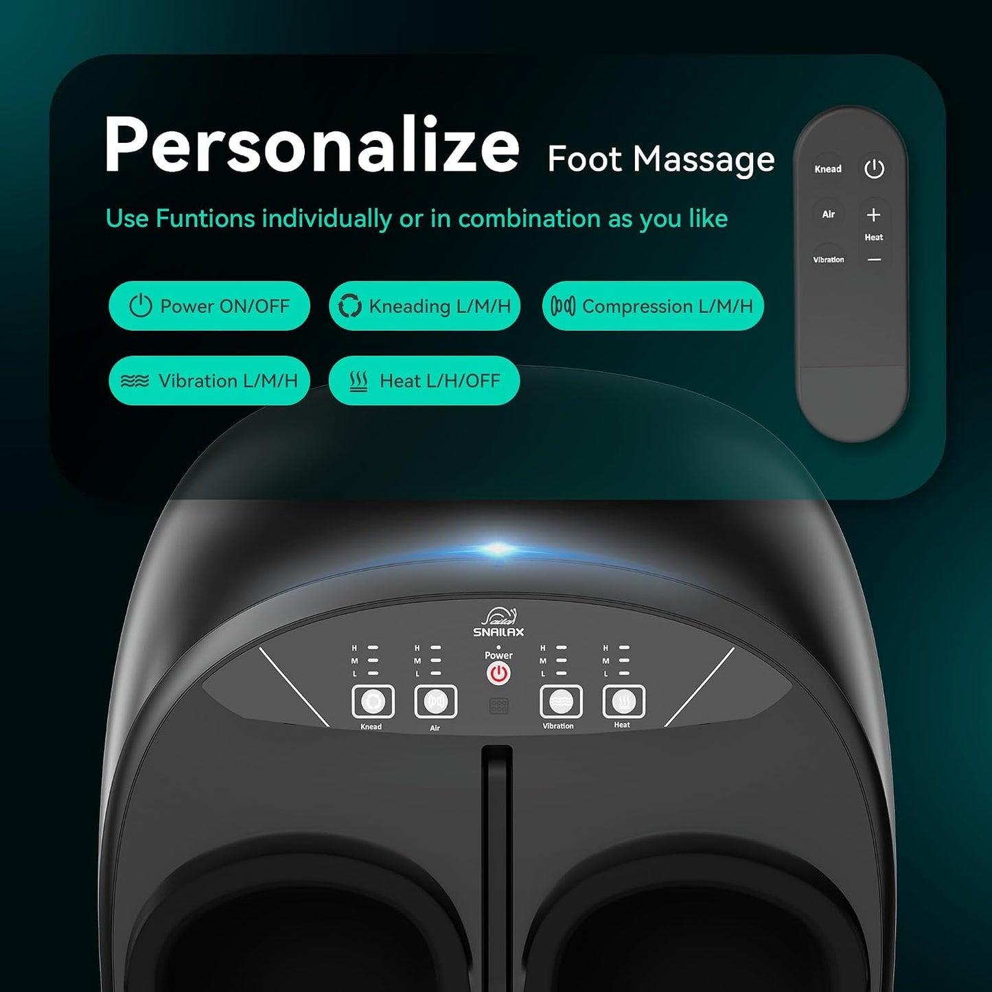 Snailax Shiatsu Foot Massager with Heat, FSA Eligible, Kneading, Compression, Vibration, Feet Massage Machine for Plantar Fasciitis, Neuropathy, Foot Warmer, Gifts for Women Men,Size 13