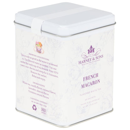 Harney & Sons French Macaron, White Tea, 20 sachet tin