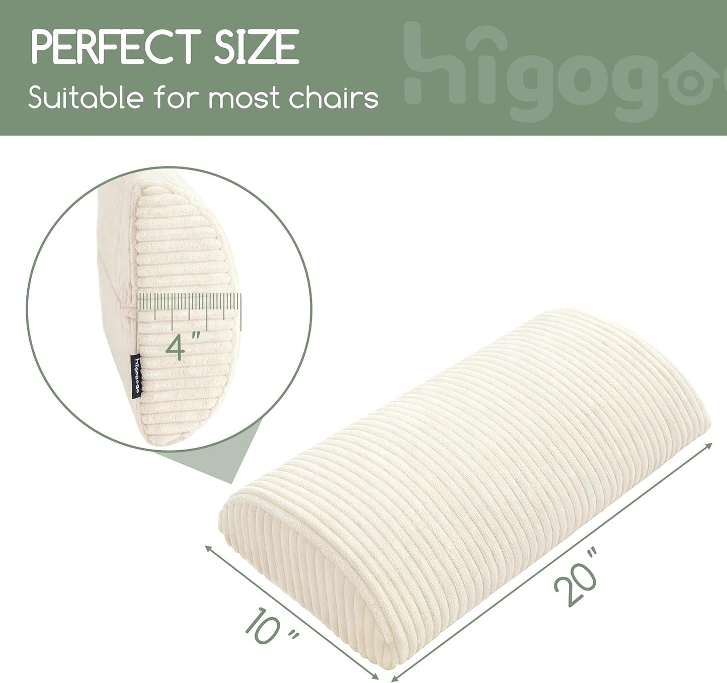 HIGOGOGO Lumbar Support Pillow for Recliner Chair/Accent Chair/Couch, Memory Foam Back Support Cushion for Elderly, Recliner Cushions for Back Rest, Pain Relief, Reading, Washable Cover, Dark Grey