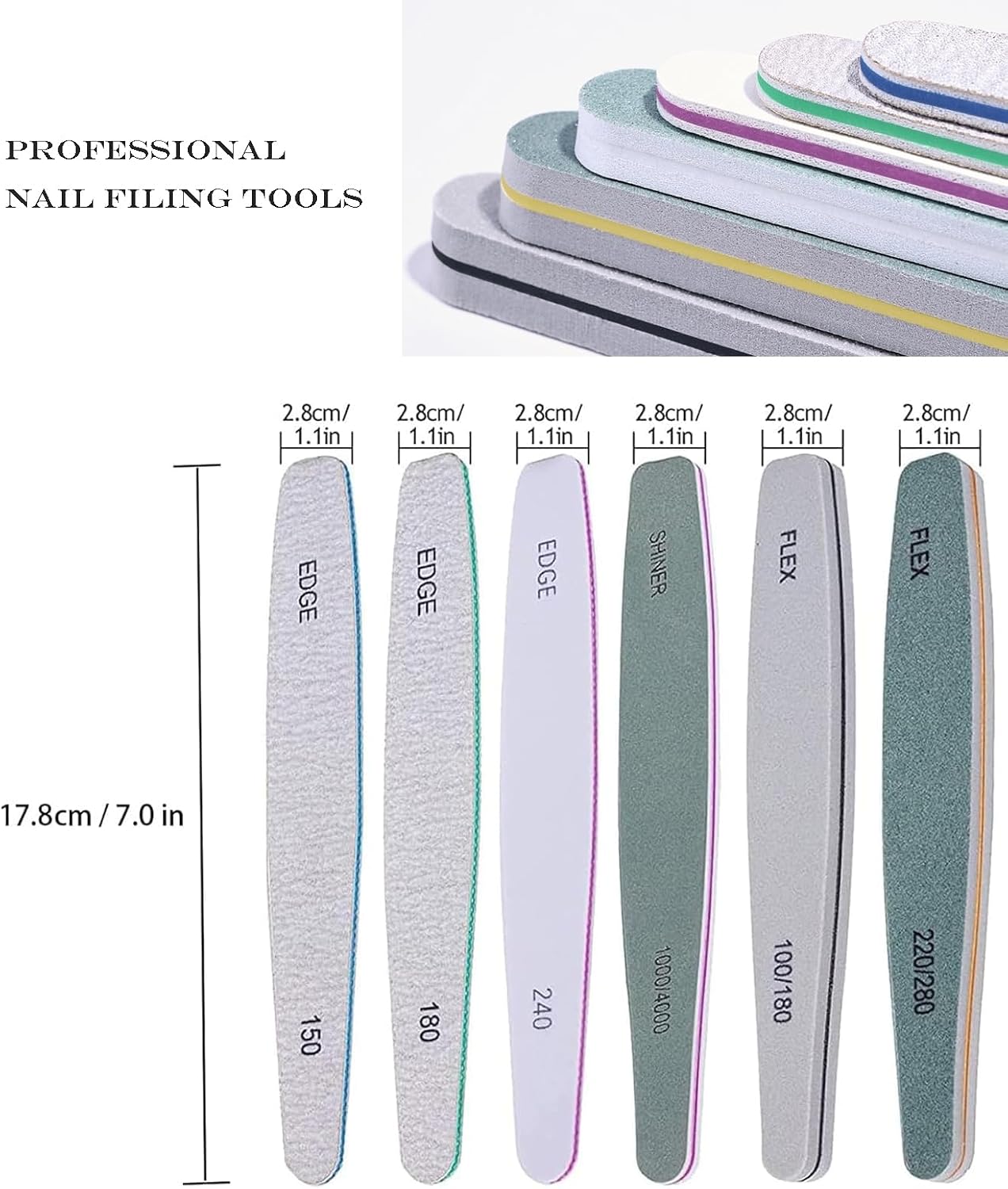 Nail Files and Buffers - TONOKAILS 18Pack Manicure Tools Kit, Nail File Set Double Sided Nail Files for Acrylic Dip Nails, 6Pcs Four Sided 120 Grit Nail Buffer Block Sponge Polished for Home Salon