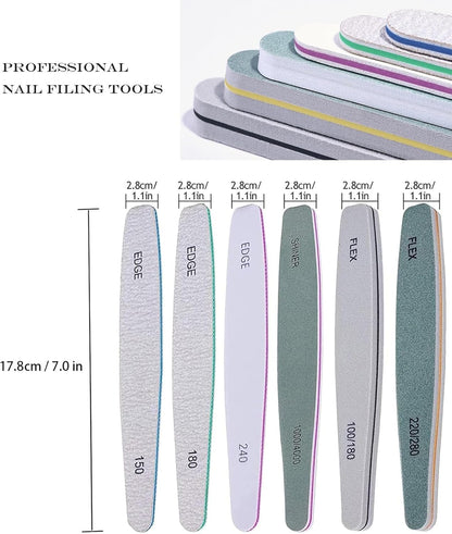 Nail Files and Buffers - TONOKAILS 18Pack Manicure Tools Kit, Nail File Set Double Sided Nail Files for Acrylic Dip Nails, 6Pcs Four Sided 120 Grit Nail Buffer Block Sponge Polished for Home Salon