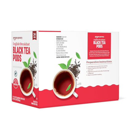 Amazon Grocery, English Breakfast Black Tea Pods, 2.45 Oz, 24 Ct (Previously Happy Belly)
