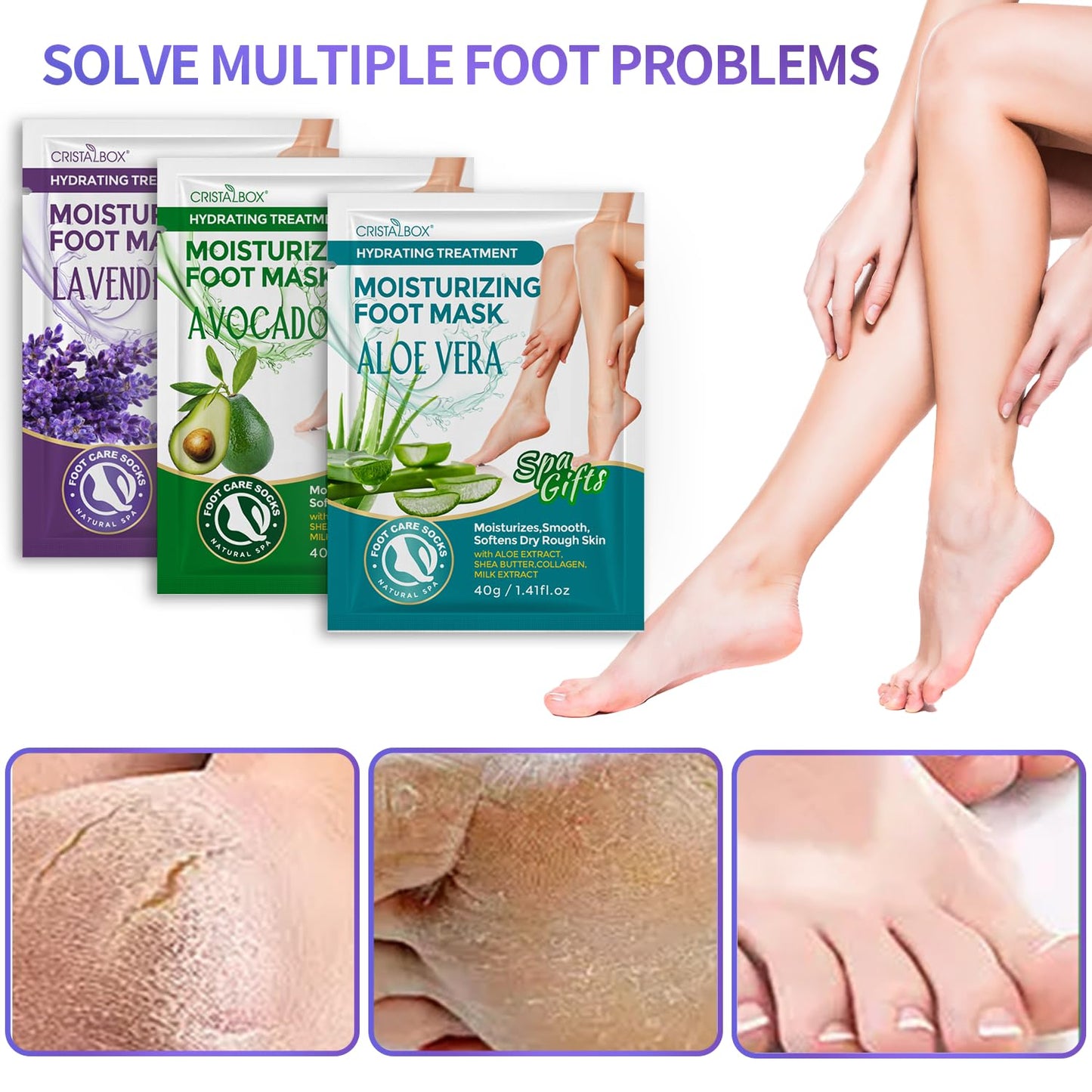 3 Pcs Foot Peeling Mask & 5 pcs Moisturizing Foot Mask ,Exfoliator Peel Off Calluses Dead Skin Callus Remover, Dry Skin Moisturizer for Soft Smooth Touch Feet,Foot Care Spa Peeling Gifts for Women Men