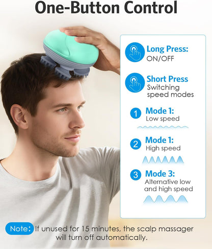 AMIR Upgraded Electric Scalp Massager, Portable Head Massager with Kneading 96 Massage Nodes, Handheld Head Scratcher Massager for Stress Relax and Pain Relief, Ideal Valentine‘s Day Gift for Her/Him