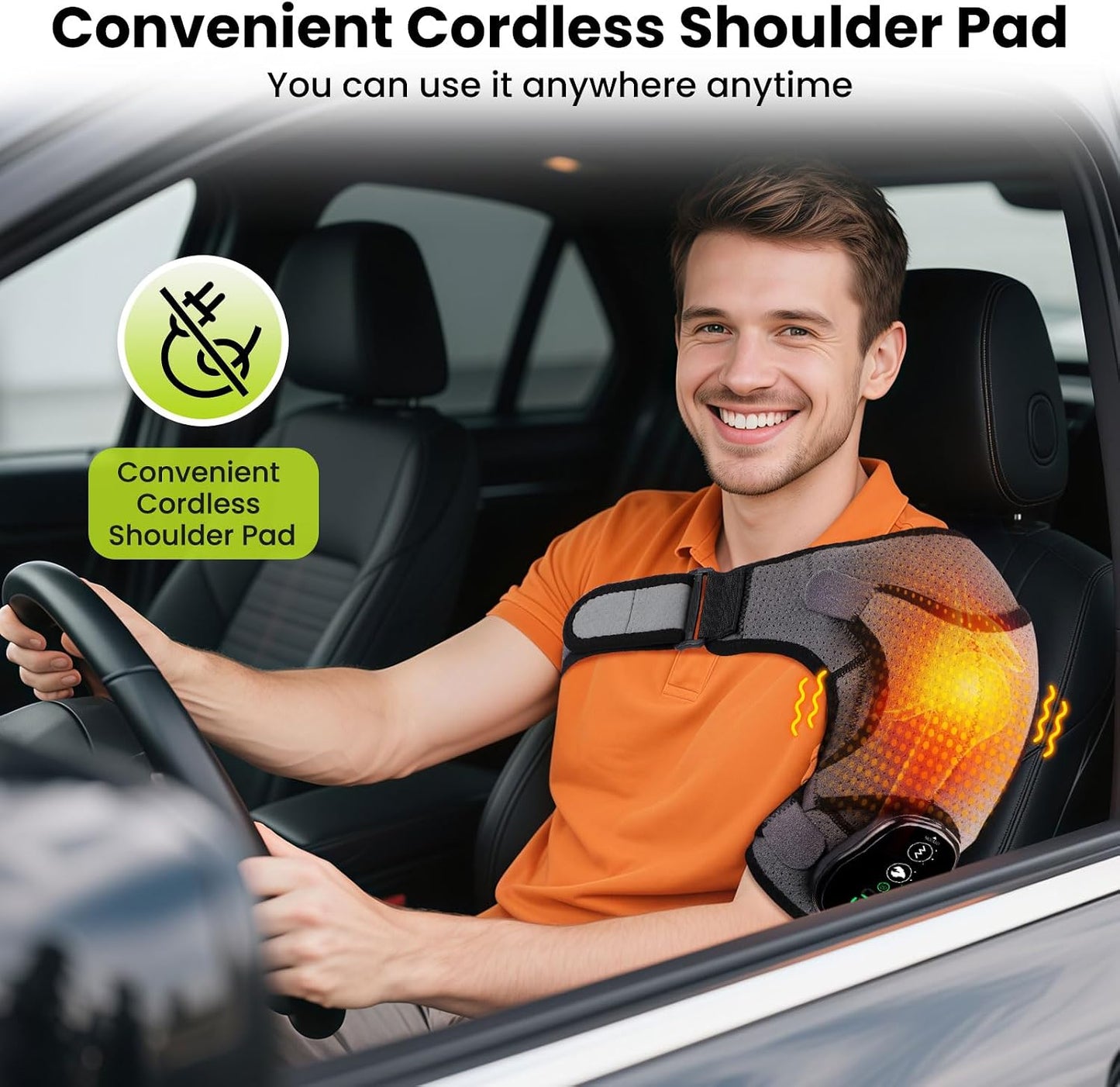 Cordless Shoulder Heating Pad with Vibration for Rotator Cuff Pain Relief, Arm Heated Massage Pad, Shoulder Support Brace with 3 Heating Levels & Vibration, Left or Right