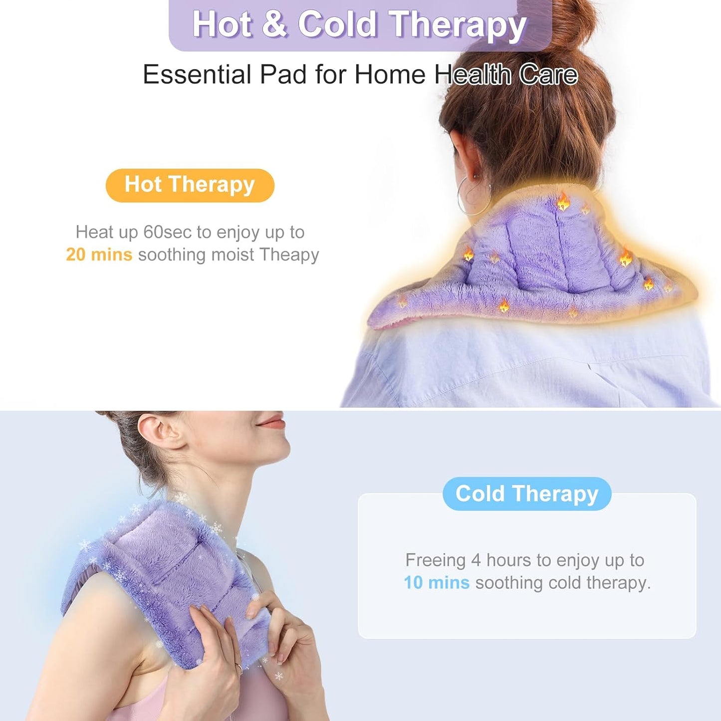SuzziPad Microwavable Heating Pads for Neck and Shoulder Back Discomfort, 7x16 Fatigue Soothing Heated Pad Microwave, Moist Hot Packs, Unscented Heat Pack for Aches, Sore Muscle, Gray