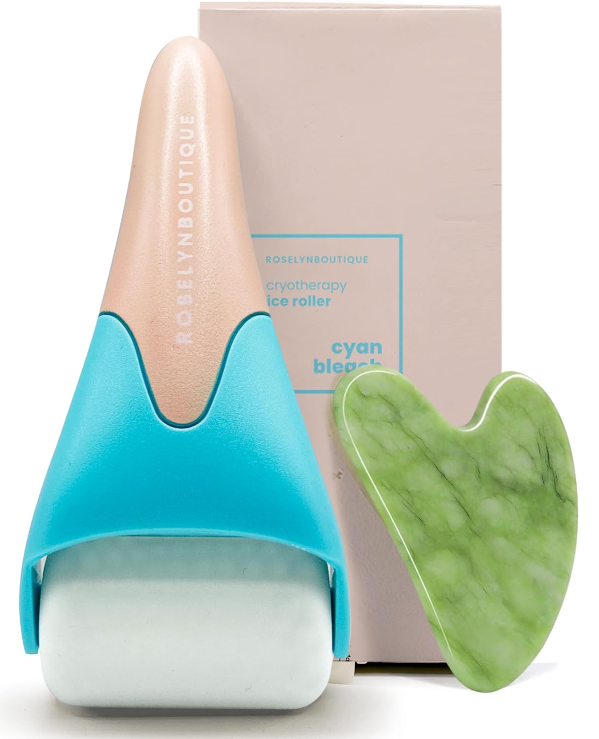 ROSELYNBOUTIQUE Ice Roller for Face & Gua Sha Facial Tools - Wrinkles Fine Lines Puffiness Massager Facial Skin Care Guasha Tools Self Care Gifts for Men Women (Pink)