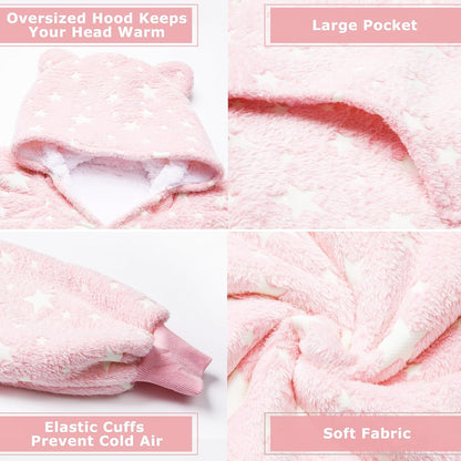 THREE POODLE Wearable Blanket Hoodie for Women, Oversized Sherpa Sweatshirt Blanket for Adults Men, Cozy Hooded Blankets, Gifts for Teen Girls Women Mom Sister