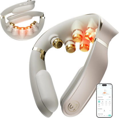 SKG G7 Pro Fold Neck Massager for Strain Relief Deep Tissue with Heat and Vibration Cordless Travel Massager, Father's Day Dad Gifts Foldable Neck Massager for Office Home Car Travel