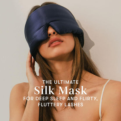 DROWSY Eyelash Protecting Silk Sleep Mask for Natural Lashes & Extensions. Deep Eye Cups, Zero Pressure, Total Blackout, Full Wraparound (Moonlight Shadow)