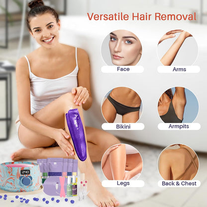 BLITZWAX Brazilian and Bikini Waxing Kit for Women, Hard Wax Warmer for Face, Legs and Body, At Home Hair Removal Kit, Beginner Friendly, Digital Fast Heating, 51 Wax Items