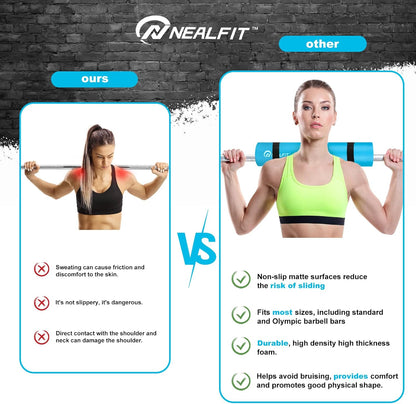 NEALFIT Barbell Pad Squat Pad for Squats—Squat Bar Pad—Great for Weightlifting,Lunges and Hip Thrusts—Foam Sponge Pad—Fit Standard and Olympic Bars Perfectly