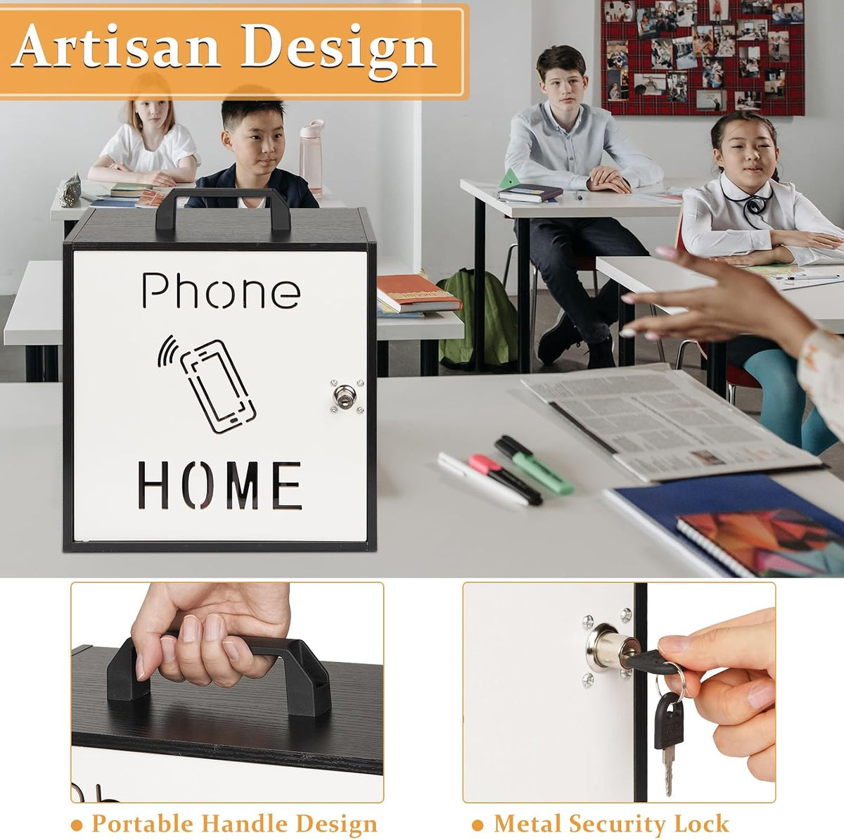 36 Slots Cell Phone Holder Classroom, Wooden Phone Lock Box