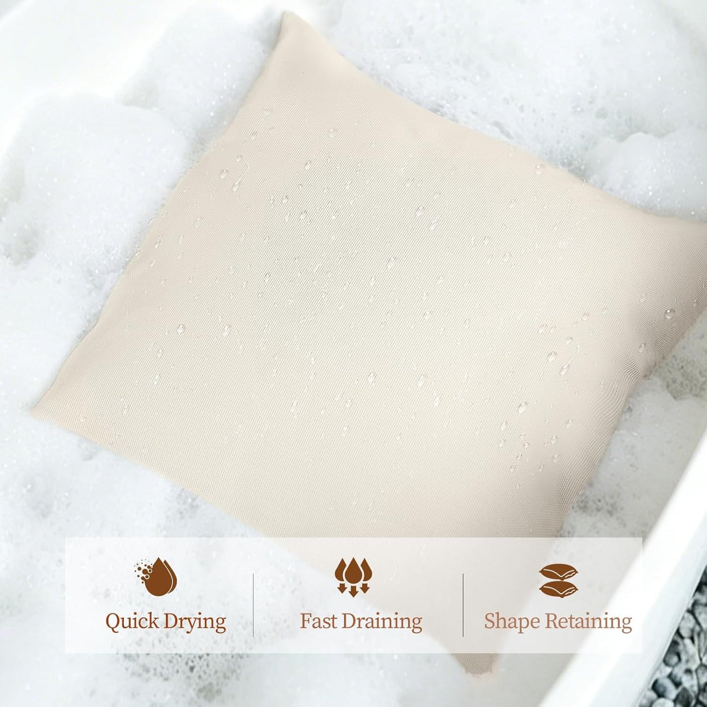 Luxury Bathtub Pillow,Head,Neck & Back Support,Quick-Drying 5D Mesh Core,Gift for Bath Lovers,Adjustable Thickness Fits Any Bathtubs,Easy to Maintain,Light Grey