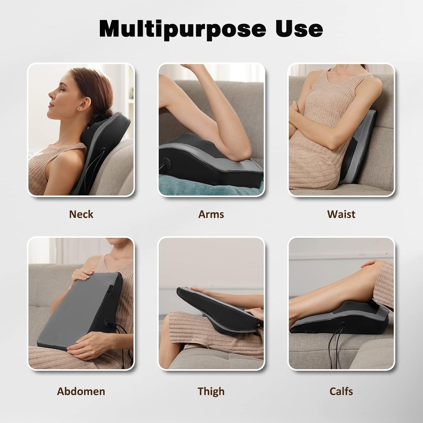 Boriwat Back Massager with Heat, 3D Kneading Massage Pillow for Back, Neck, Shoulder, Leg Pain Relief Deep Tissue, Gifts for Women Men Mom Dad
