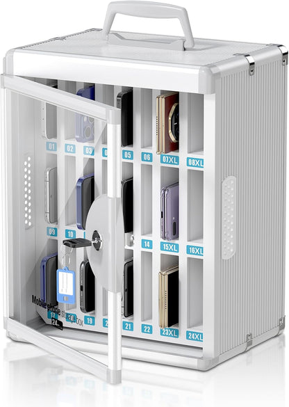 36 Slots Cell Phone Locker for Classroom, Portable Mobile Phone Storage Box with 【2 Different Size Slots】, Phone Lock Box Wall Mounted (Black)