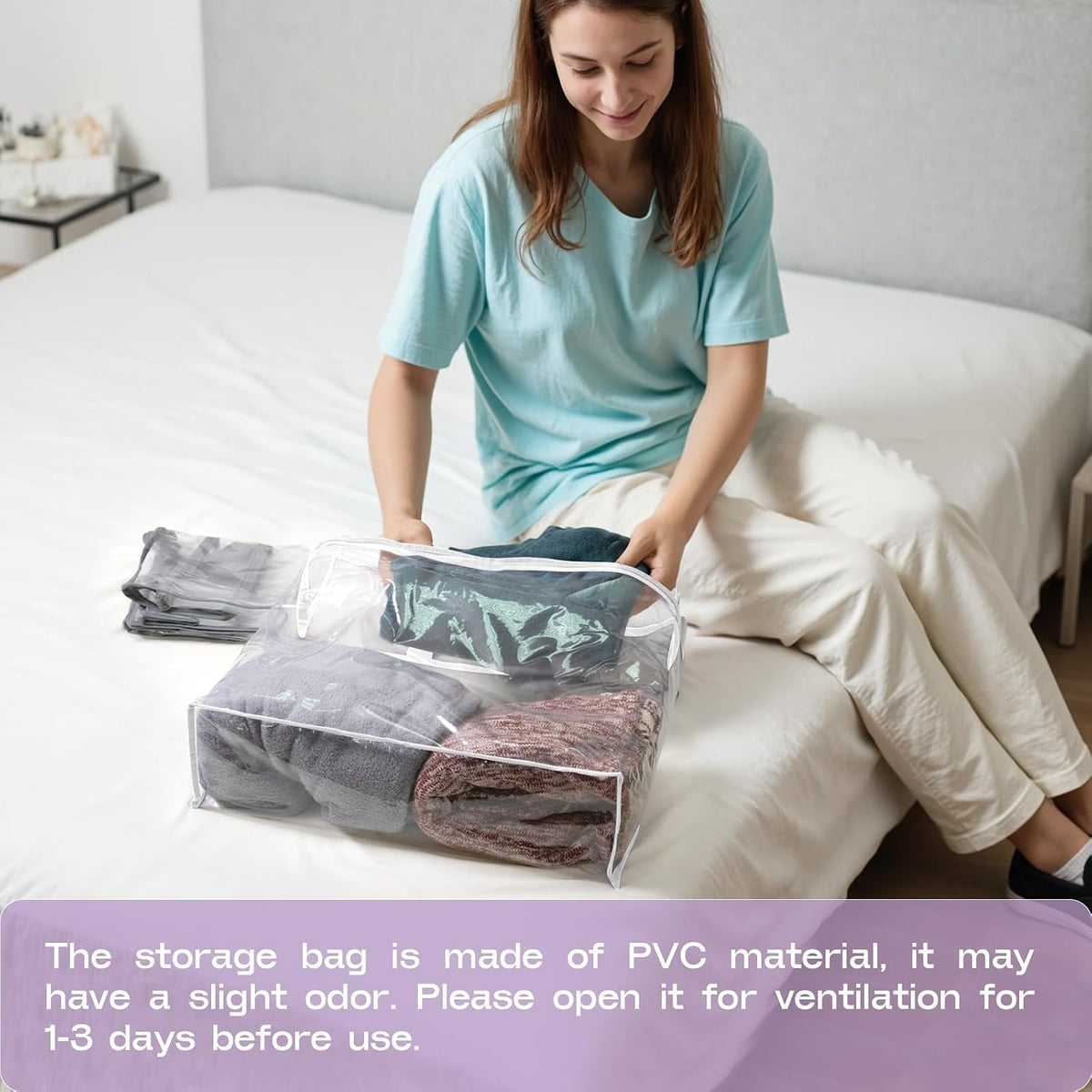 Hopack Under Bed Storage Bags Organizer, 22L Clear Storage Bags, Bags Organizer Clear Zipper Containers Bedroom, Storage Bag for Sweater, Clothes, Shoe Toy, Blanket, Sheet (Black)