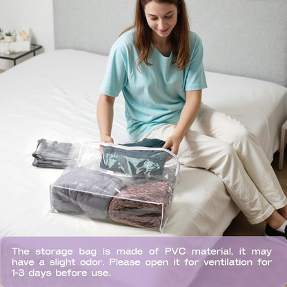 Hopack Under Bed Storage Bags Organizer, 22L Clear Storage Bags, Bags Organizer Clear Zipper Containers Bedroom, Storage Bag for Sweater, Clothes, Shoe Toy, Blanket, Sheet (Black)