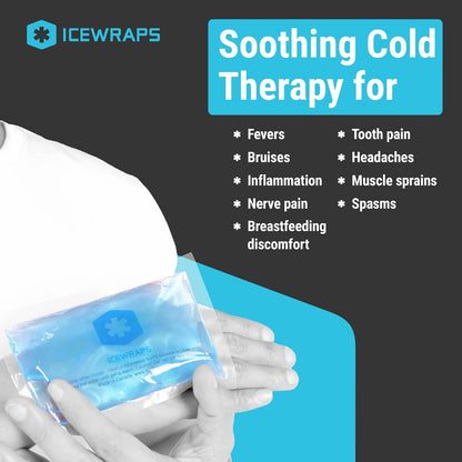 ICEWRAPS Hot & Cold Ice Packs, 3 x 5 in Soft Reusable Gel Packs for Injuries, Headaches, Joints, and Fever Relief, Puncture-Proof Material, 6 Pack, FSA-HSA Eligible