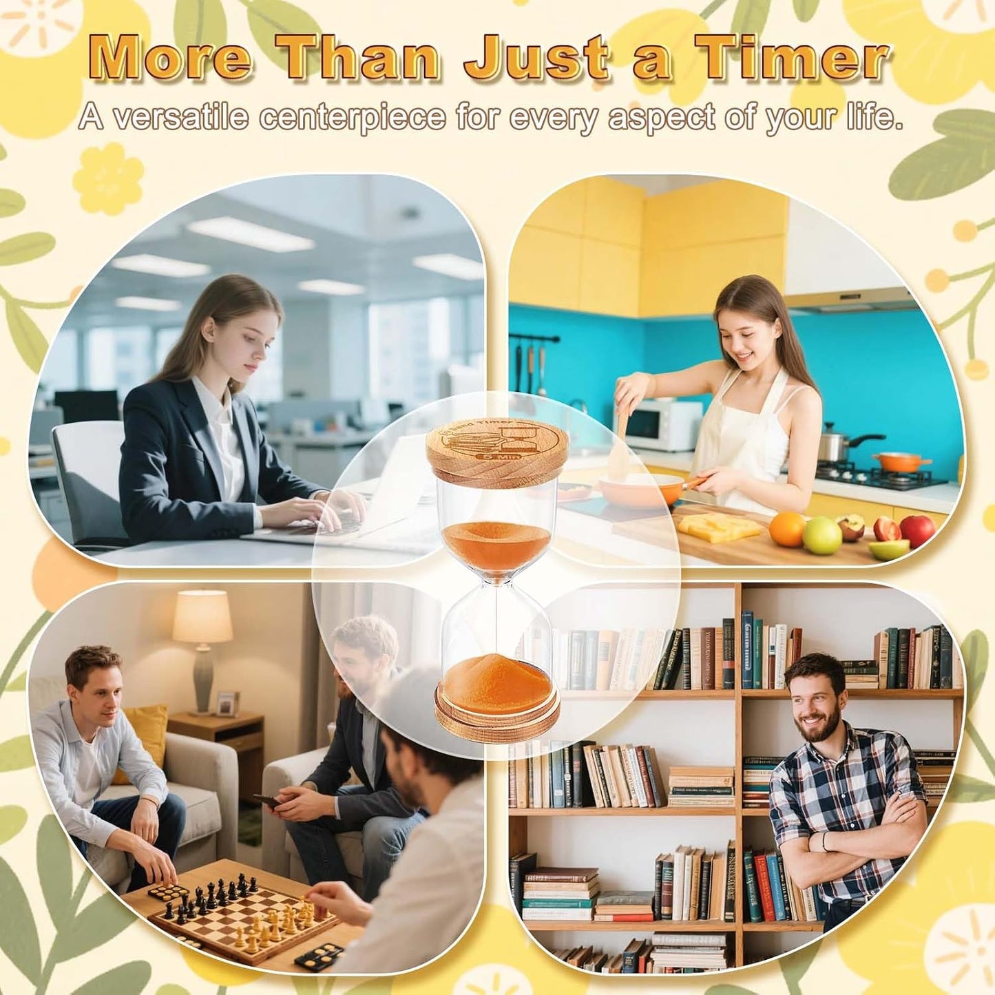 CNCJ Wooden Hourglass Sand Timer, 3 Minute Blue Sand Watch Reloj De Arena for Desk Decor Kitchen Classroom Office Study Home Decoration