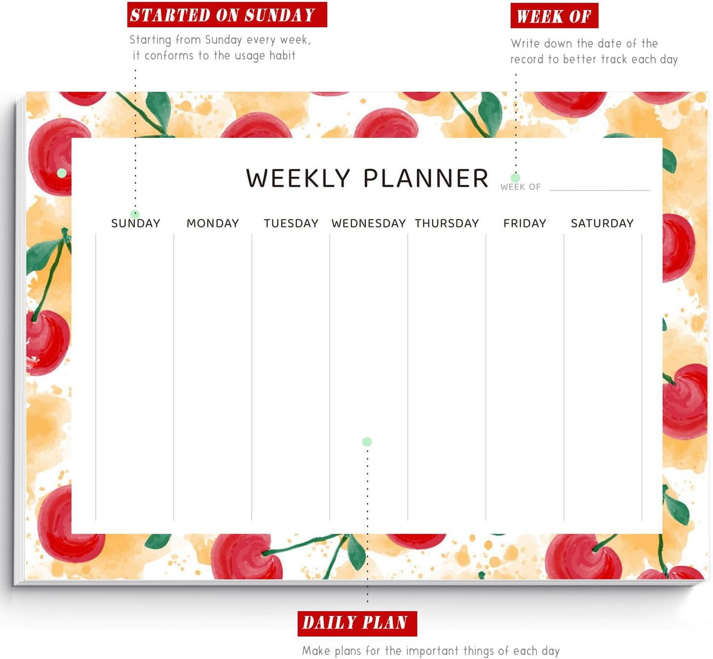 Undated Weekly Planner Notepad, 52 Sheet Tear-Off Weekly To Do List Notepad, Desk Planner Pad Calendar, Blank Calendar for Daily Habit Tracking/Menu Planning(8.26"x11,69")