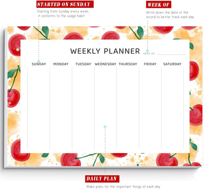 Undated Weekly Planner Notepad, 52 Sheet Tear-Off Weekly To Do List Notepad, Desk Planner Pad Calendar, Blank Calendar for Daily Habit Tracking/Menu Planning(8.26"x11,69")