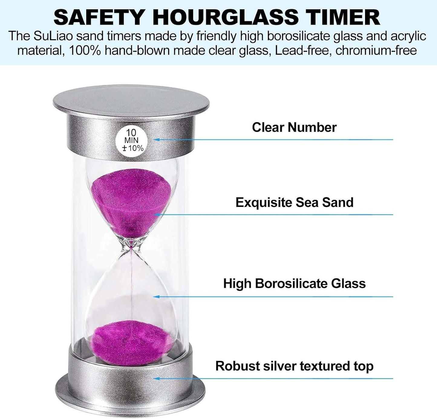 2 Minute Hourglass Sand Timer with Suction Cup,Unbreakable Sucker Sand Clock Timer 2 min,Plastic Mini Sand Watch,Rotatable Reloj De Arena for Kids Toothbrush(Blue)
