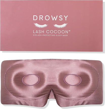 DROWSY Eyelash Protecting Silk Sleep Mask for Natural Lashes & Extensions. Deep Eye Cups, Zero Pressure, Total Blackout, Full Wraparound (Moonlight Shadow)