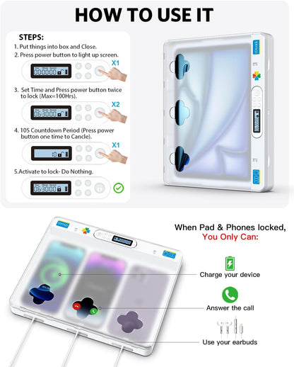 iDiskk Large Timer Lock Box for Phone iPad Self Control for Kids & Adults