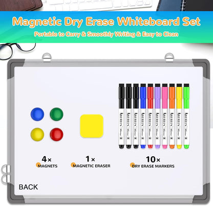 Weekly Calendar Whiteboard for Wall, 16x12 Inches Dry Erase Board, Small Magnetic White Board, Double-Sided Hanging Board for Office School Home Kitchen, Portable Board for Drawing Planning To Do List