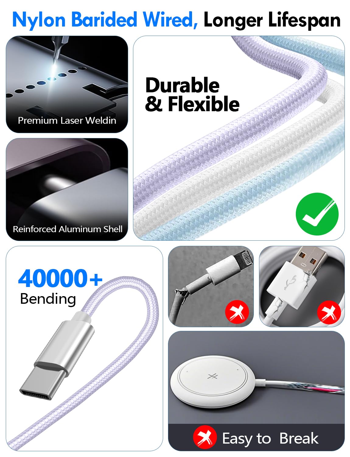 Travel Essentials for Apple Watch Charger,3-in-2 Multi Charging Cable