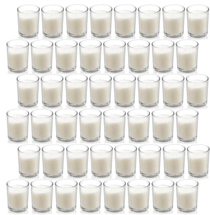 Housecret 24 Pack Warm White Unscented Clear Glass Filled Votive Candles. Hand Poured Wax Candle Ideal Gifts for Aromatherapy Spa Weddings Birthdays Holidays Party