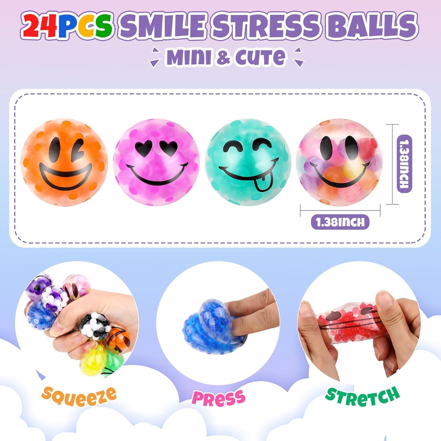 VESPRO 12 Pack Fidget Stress Balls for Adults, Cute Octopus Stress Sensory Stress Ball, Bulk Squishy Squeeze Ball Toys Set for Classroom Prizes and Birthday Party Favors