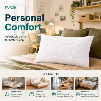 Nuzzle Cooling Adjustable Pillow for Side Sleepers,Queen Size Bed Pillow 4 Pack – Hotel Luxury Neck Support, Height Adjust Soft Sleeping Pillow for Back, Stomach or Side Sleepers-Home Gift