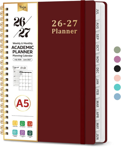 Planner 2026-2027, 8.5" x 11" Weekly and Monthly Academic Year Planner Calendar, July 2026 - June 2027, Hardcover Large School Planning Agenda With Tabs, Perfect for School & Office Supplies, A4, Green
