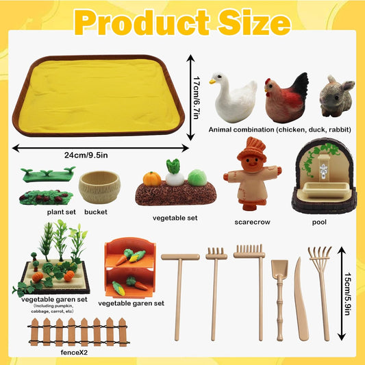 Zen Garden Kit for Desk,Mini Veggie Zen Sand Garden for Sandbox with Vegetable,Sensory Relaxation Sand Tray Tool,Office Stress Relief Toy 48pcs