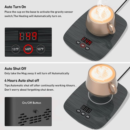 Mug Warmer,Coffee Warmer for Desk Office Home Use, Electric Cup Warmer with Three Temperature Settings,Coffee hot Plate for Cocoa Tea Water Milk with Auto Shut Off After 4H Feature (Grey/Without Mug)