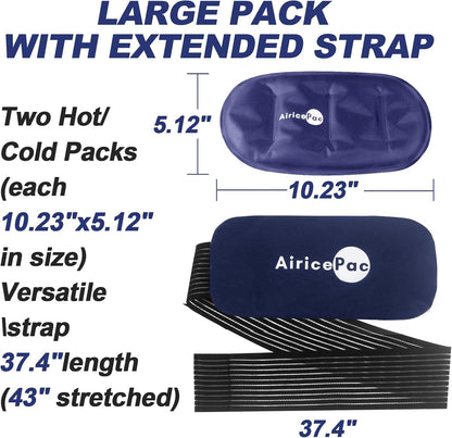 AiricePac Ice Packs for Injuries Reusable (3-Piece Set) Hot Cold Gel Wraps for Joint Pain, Muscle Soreness, Adjustable & Flexible for Back, Knees, Shoulders, Arms and Legs