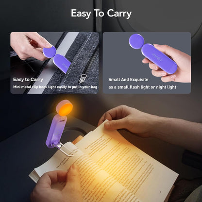 VAVOFO USB Rechargeable Book Light, Blue Light Blocking, Amber Clip-On Bookmark Shaped Reading Light, Eye Care 6 LEDs With 9 Lighting Modes for Bookworms (Grey)