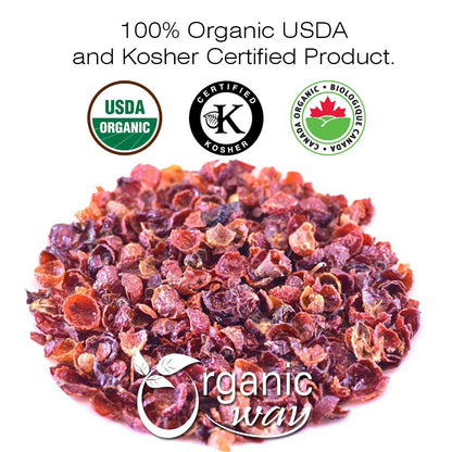 Organic Way Rosehips Fruit Seedless Cut & Sifted - Herbal Tea (4 Oz)