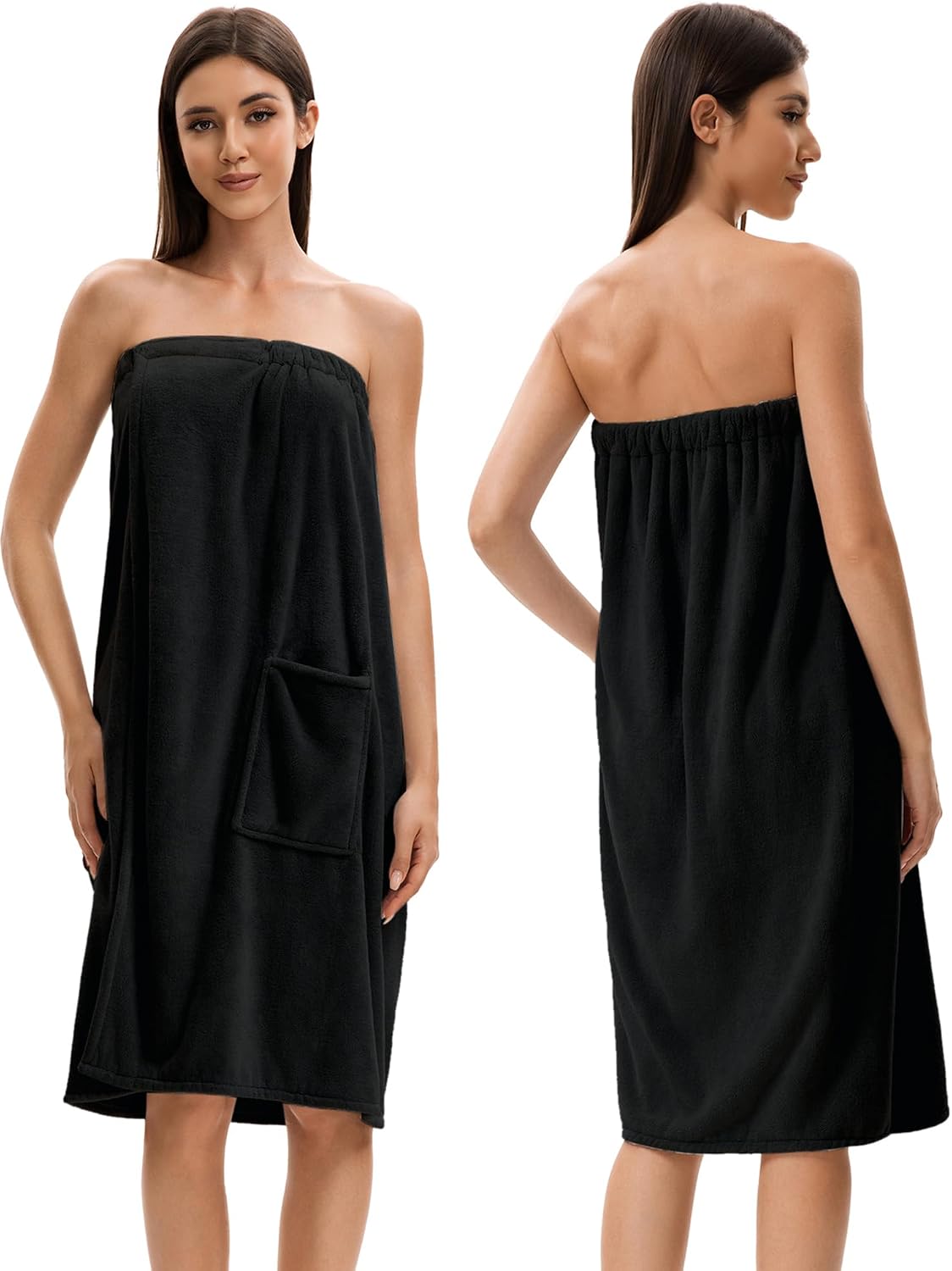 Towel Wrap For Women After Shower，Plush Bath Robe Female，Sauna Spa Wrap Around Towels With Pockets