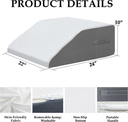 Wedge Pillow for Sleeping, 7.5" Memory Foam Bed Wedge Pillow